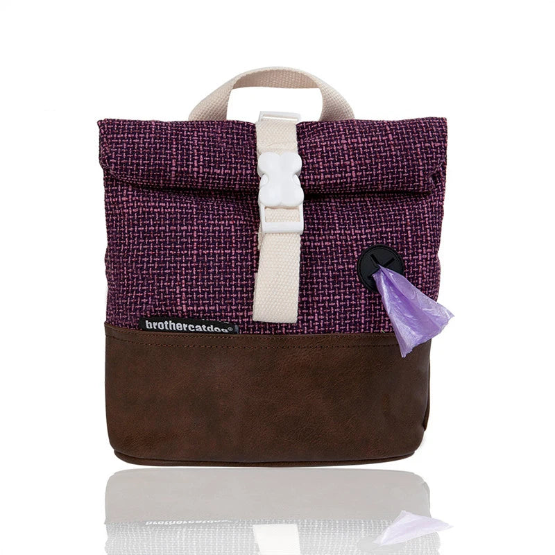 brothercatdog dog backpack purple with dog poop bag dispenser