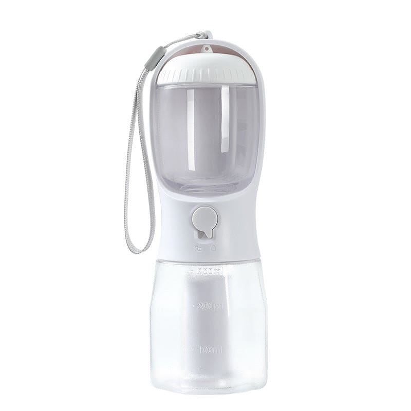 milky white kibble cup water dish poop bags holder