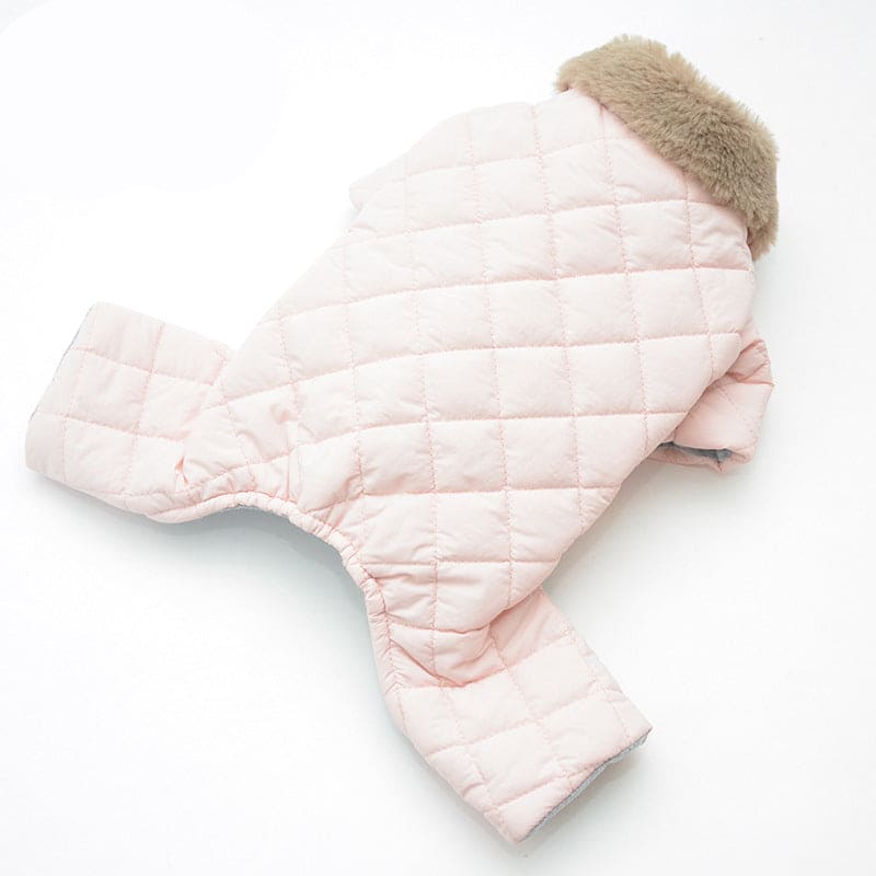 pink dog sweater laid flat