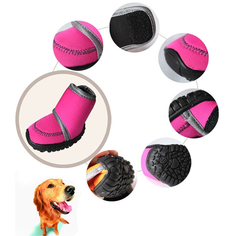 pink dog shoes smooth large tread winter boots