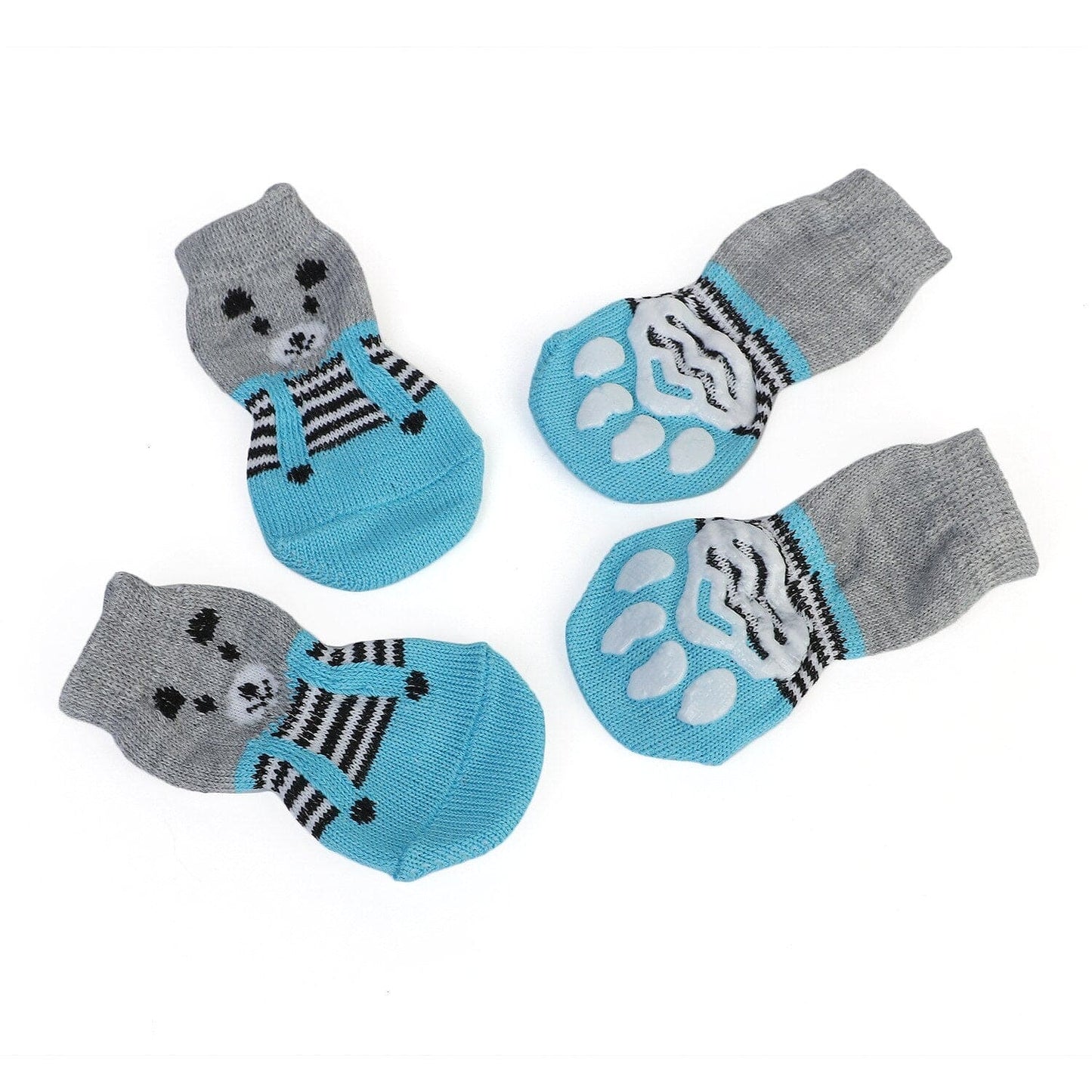 blue grey raccoon dog socks white background