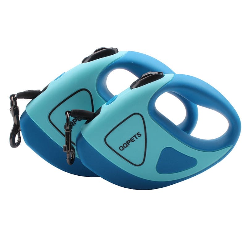 blue retraceable dog leash qqpets