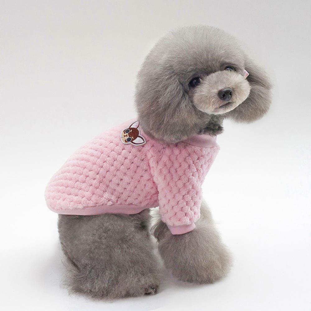 pink dog sweater stuffed dog