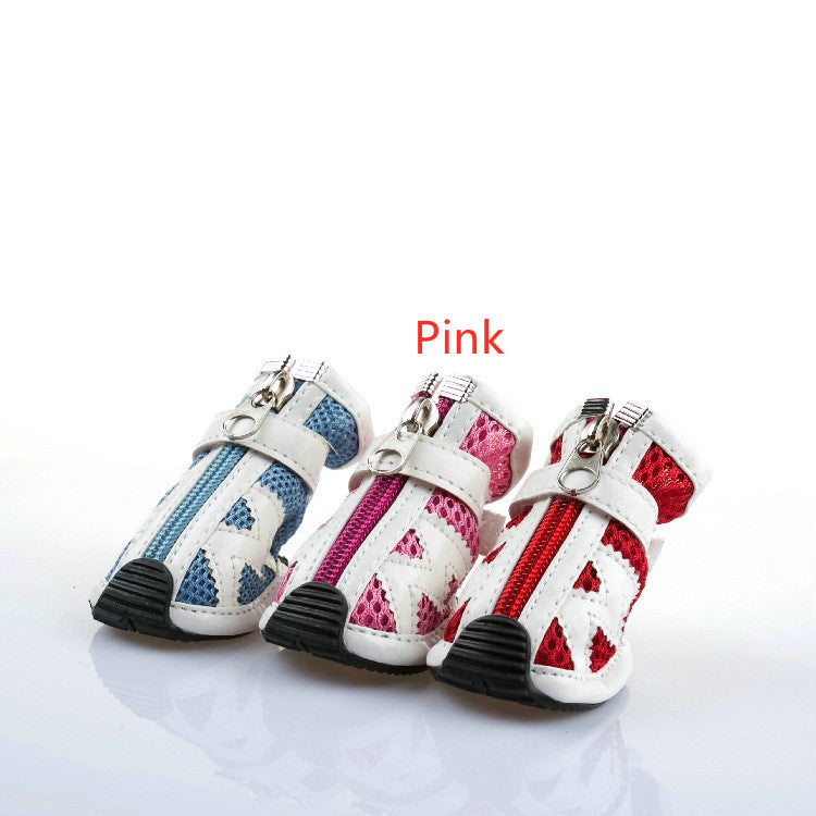 blue pink red zipper dog shoes