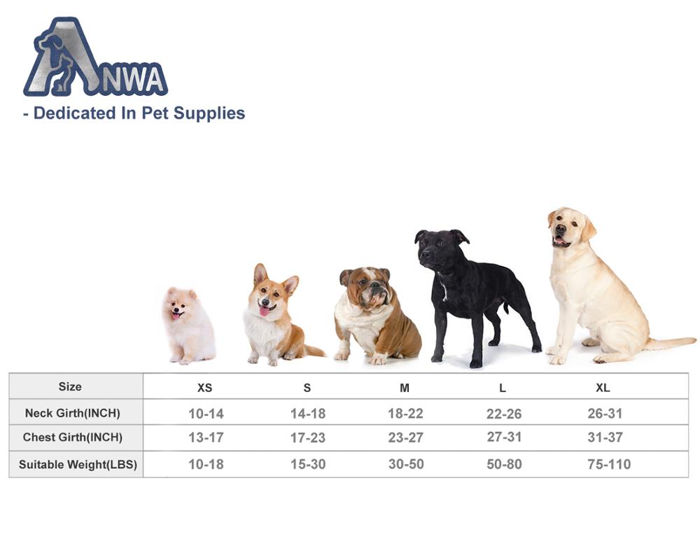 dog anxiety coat sizing chart