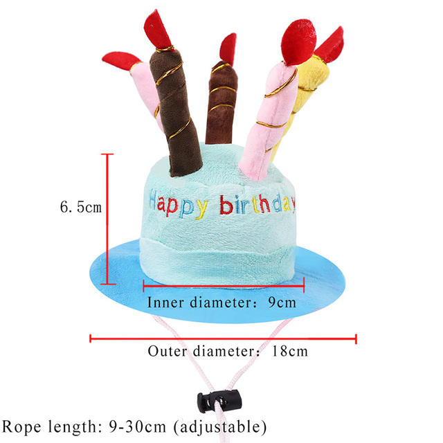 birthday cake candle hat sizing chart 6.5 cm hight and 9 cm inner diameter and 18 cm outer diameter