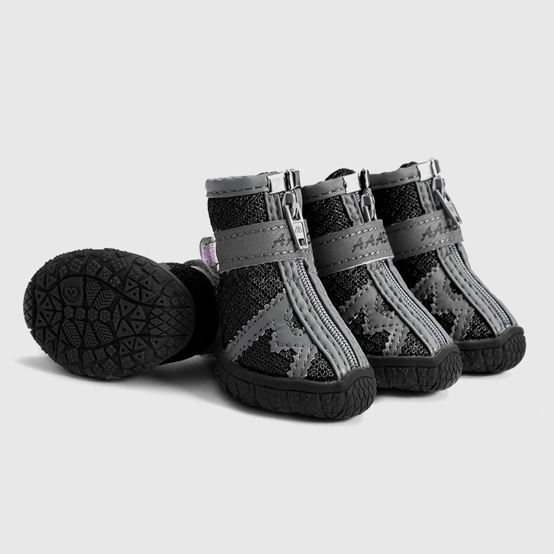 black breathable all terrain shoes for dogs with zipper