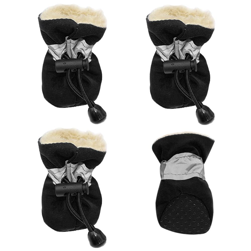 black dog mittens draw string white background