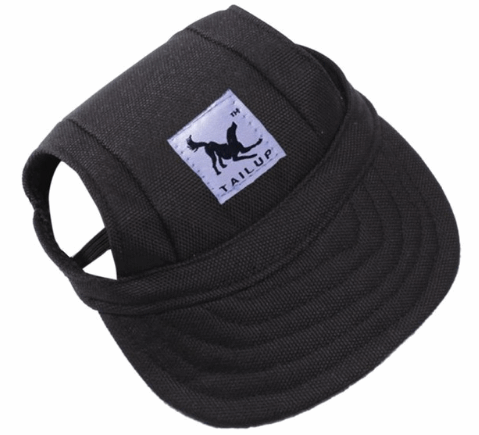 black tail up dog canvas sun visor