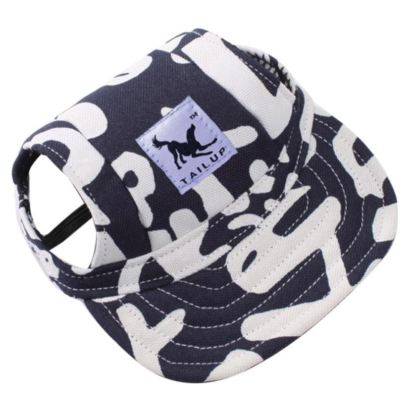 black white camouflage tail up dog sun visor