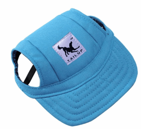 light blue canvas sun visor for dog