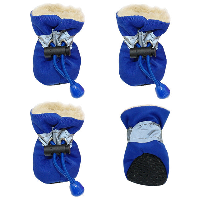 blue dog mittens draw string white background