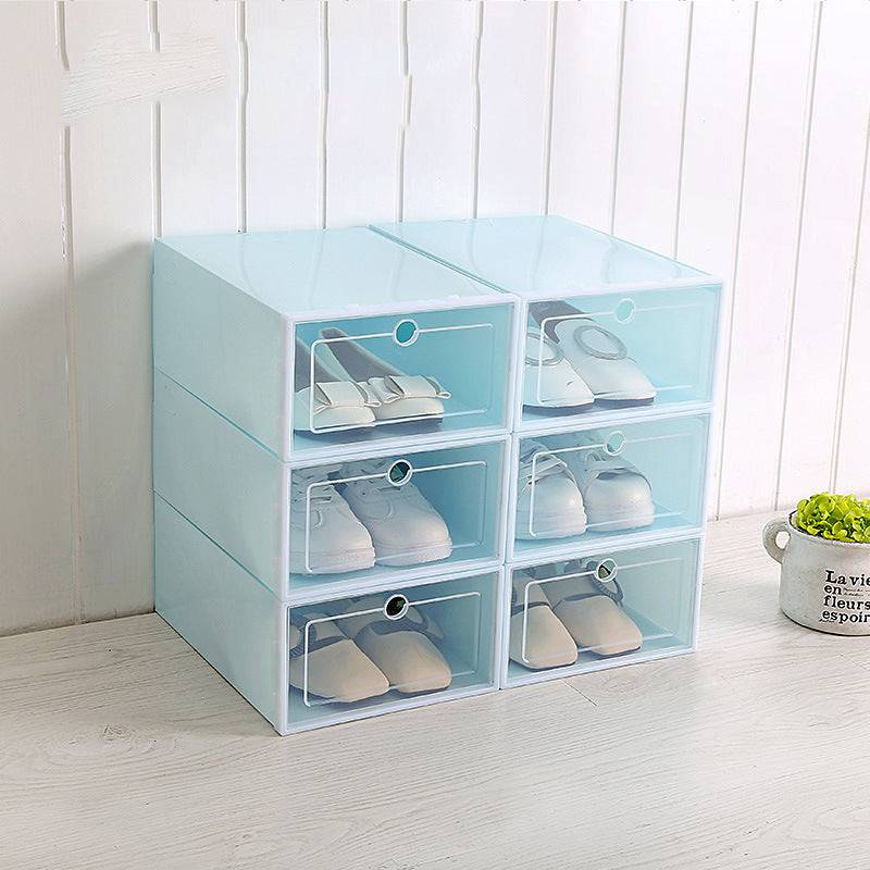 another blue plastic dog shoe storage