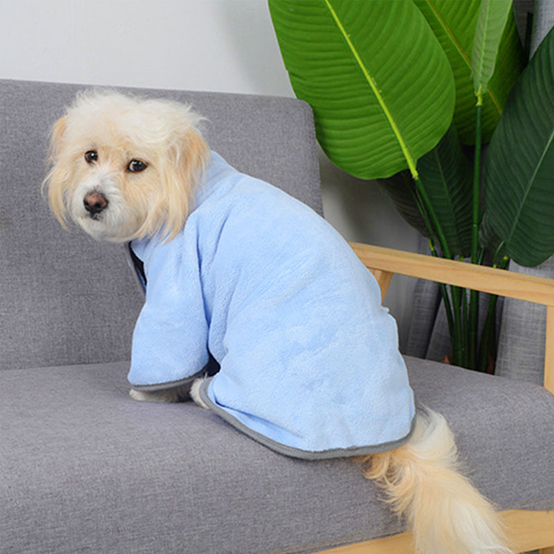 blue dog bath towel on couch