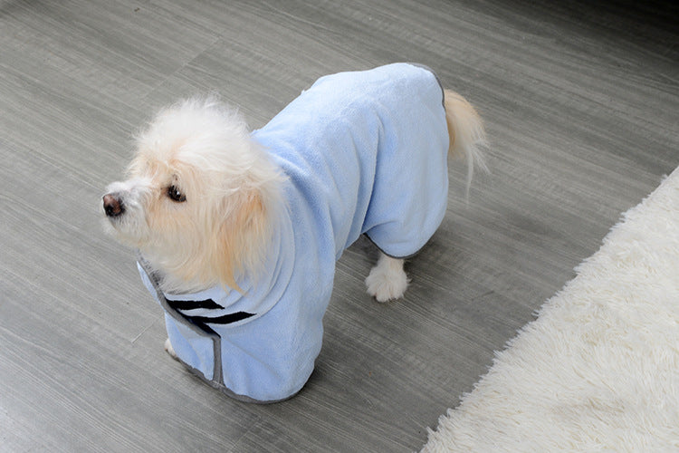 blue dog bath towel standing