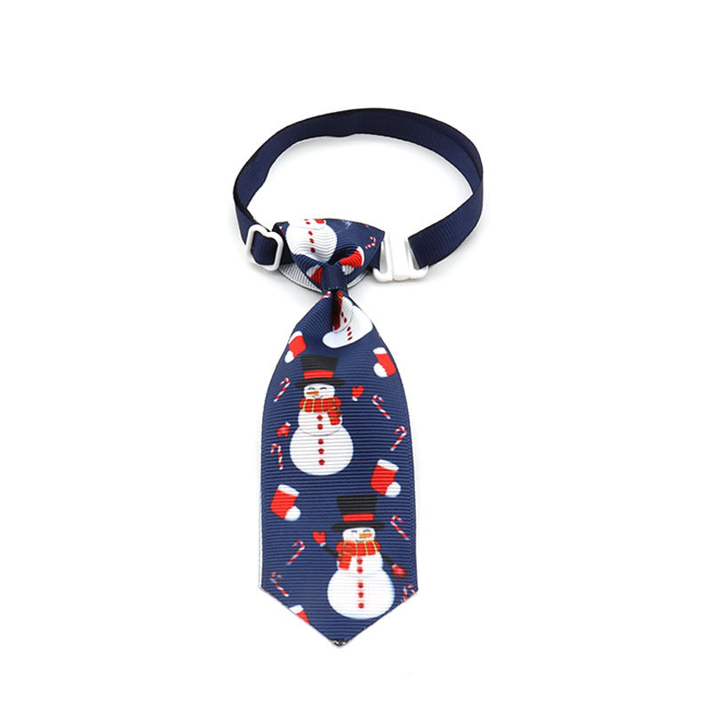 blue snowman patterned pet neck tie white background