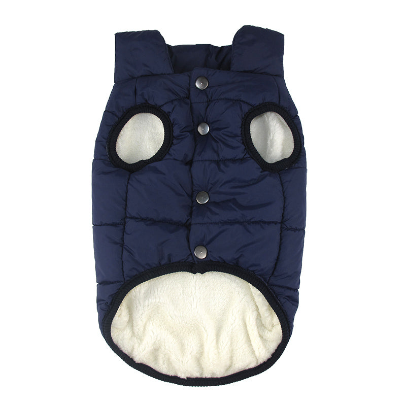 blue winter puffy dog vest