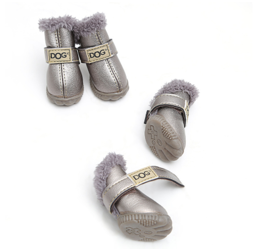 silver winter dog boots sets