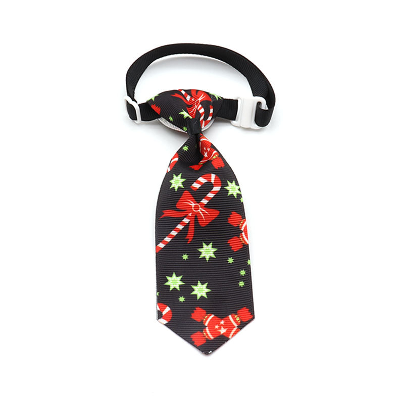 black candy cane patterned pet tie white background