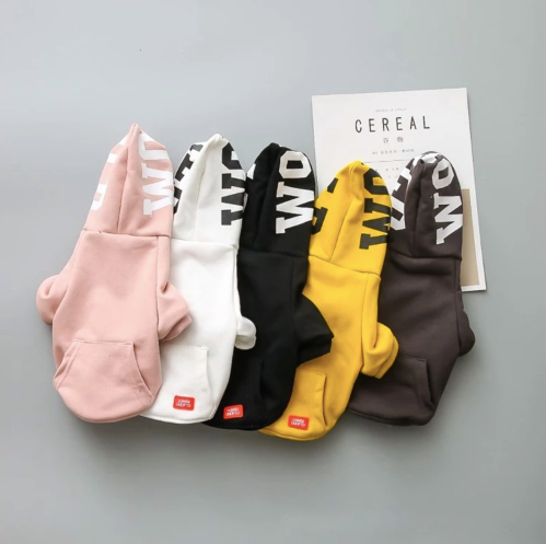 variety colors cereal worded sweater for dogs pink white black yellow grey