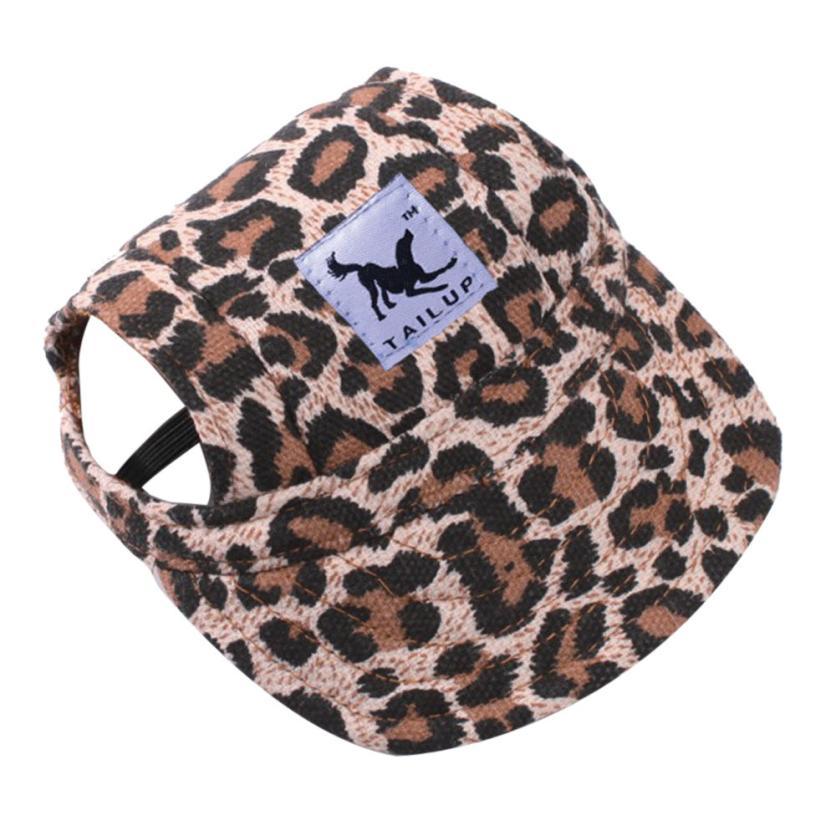 leopard spot canvas tail up dog visor