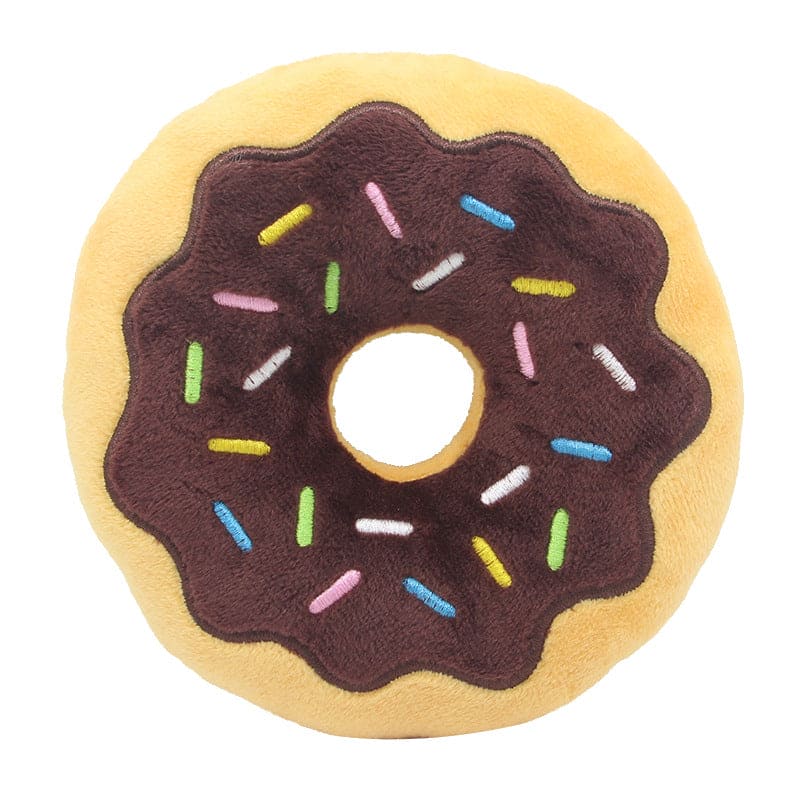 chocolate sprinkled doughnut dog toy