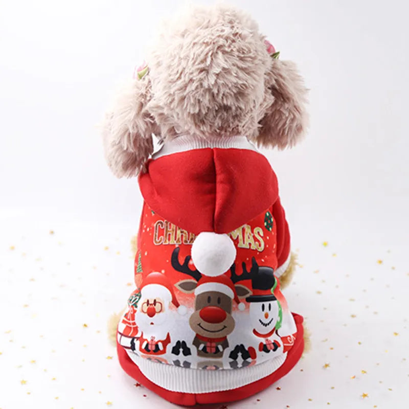 christmas scene santa frosty reindeer dog sweater