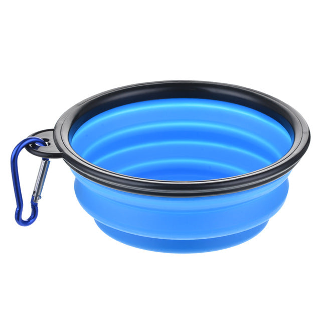 blue black rim collapsible dog bowl