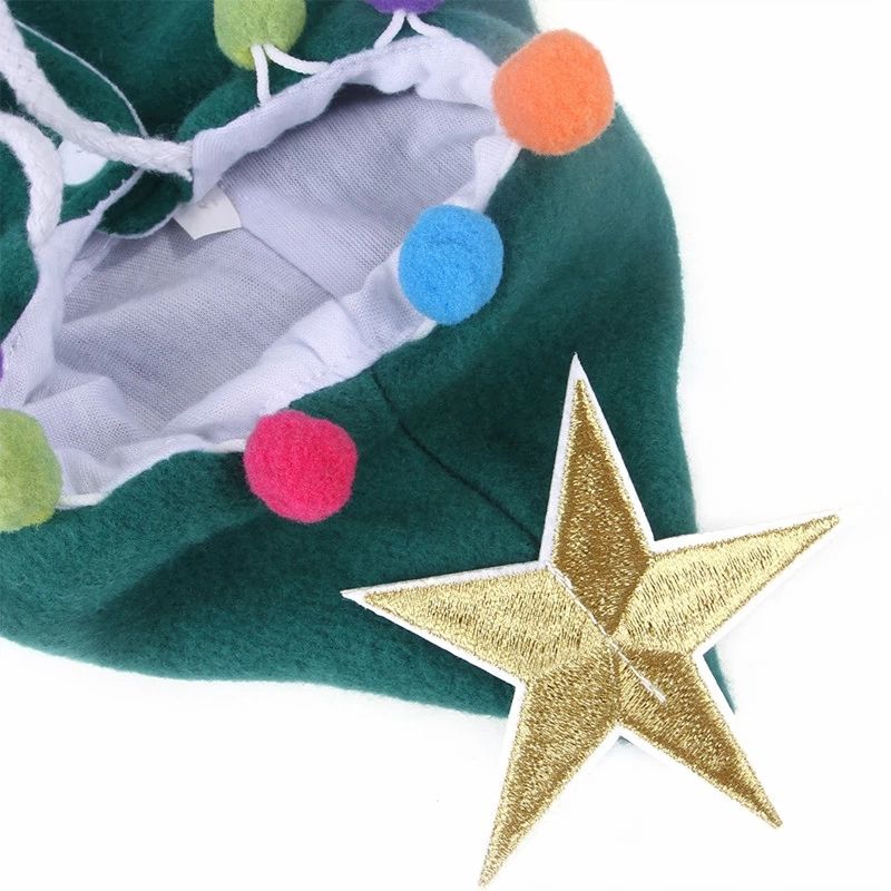 closeup star green christams pet cape