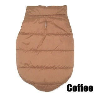 coffee colored puffy winter dog vest