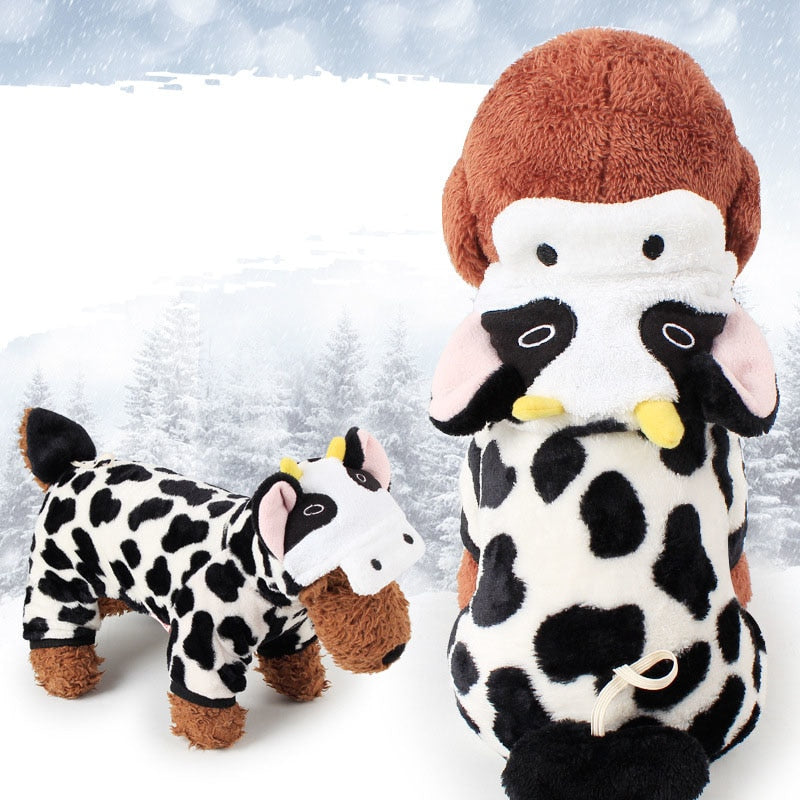 horned white black spot cow costume for dogs