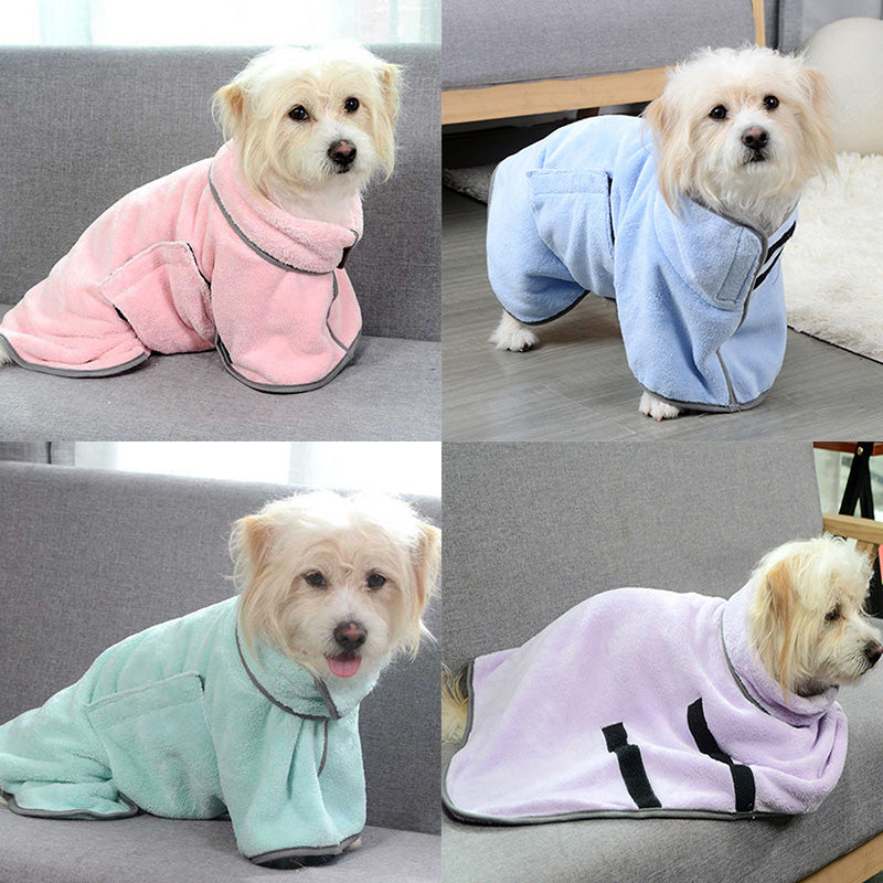 dogs wearing bath towel blanket