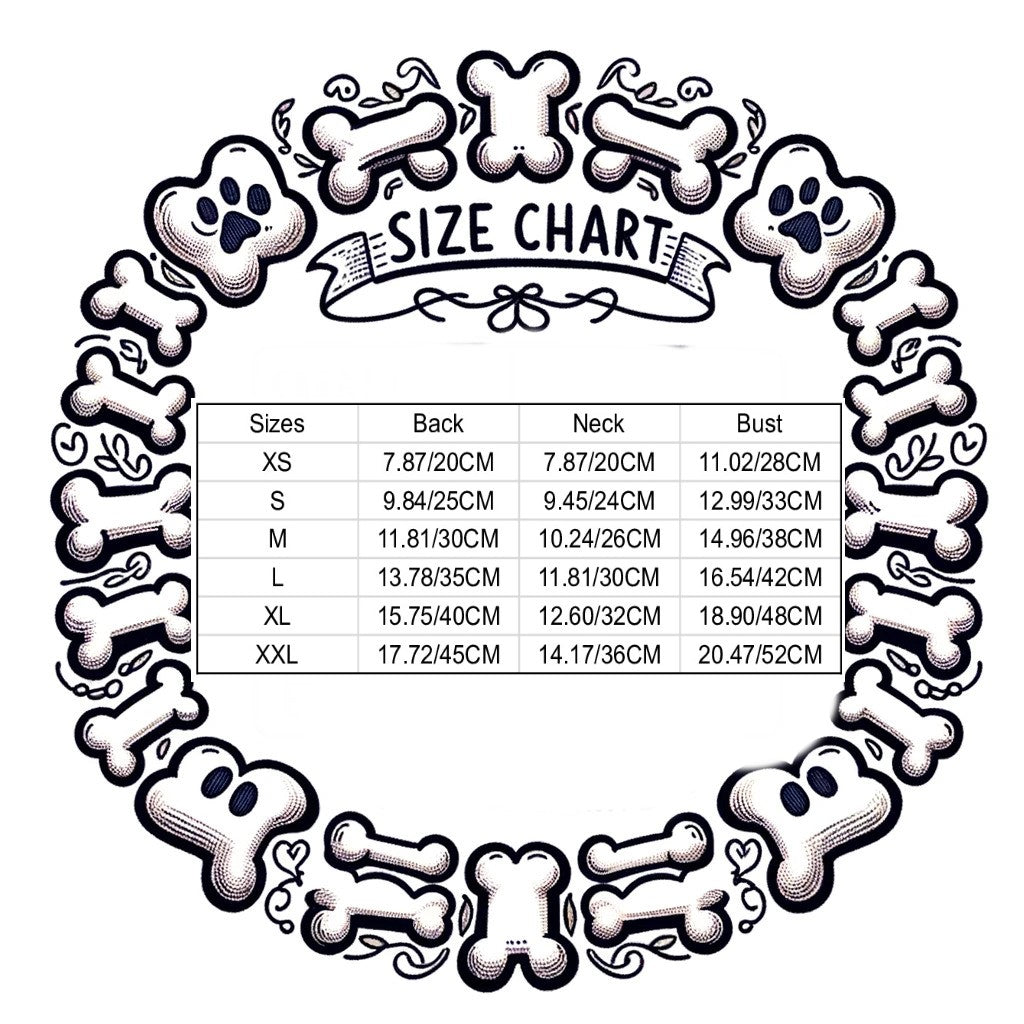 summer overall print dog shirt sizing chart