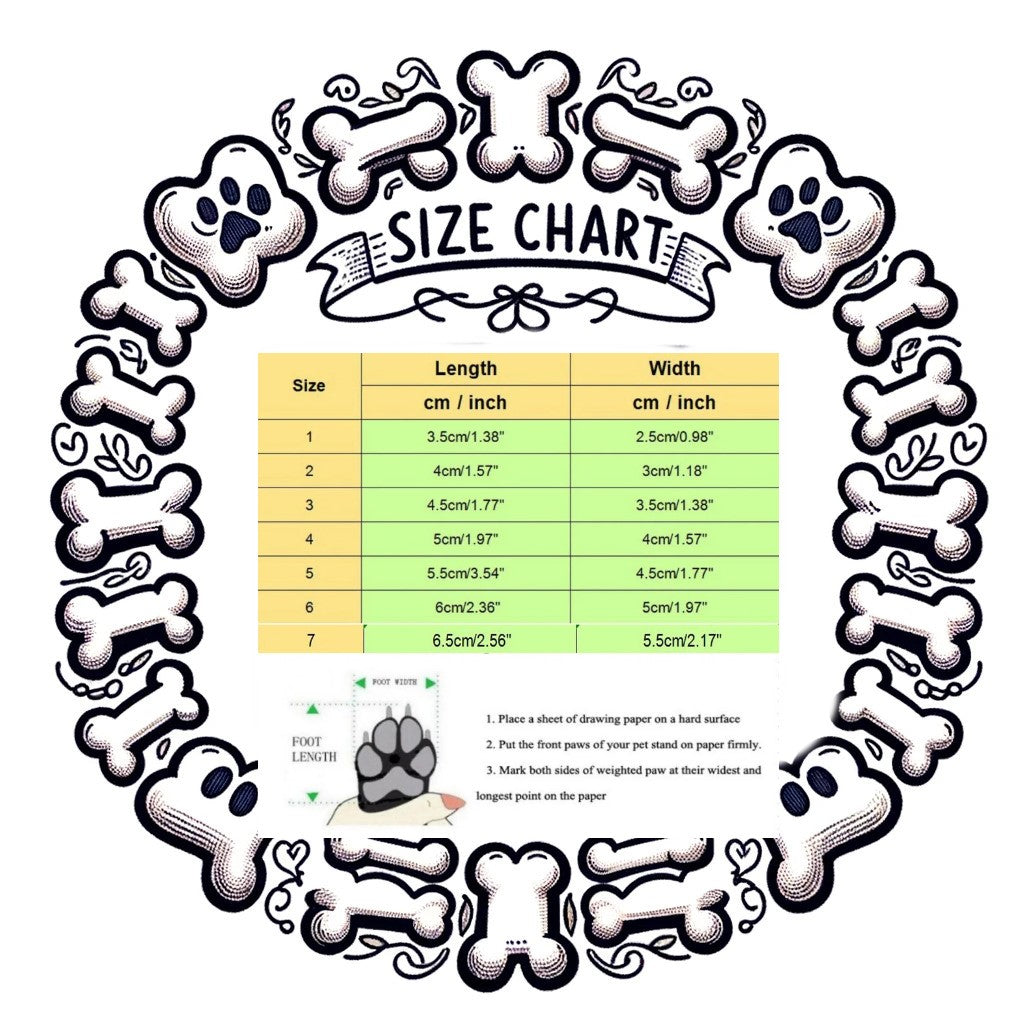 dog mittens sizing chart bone border