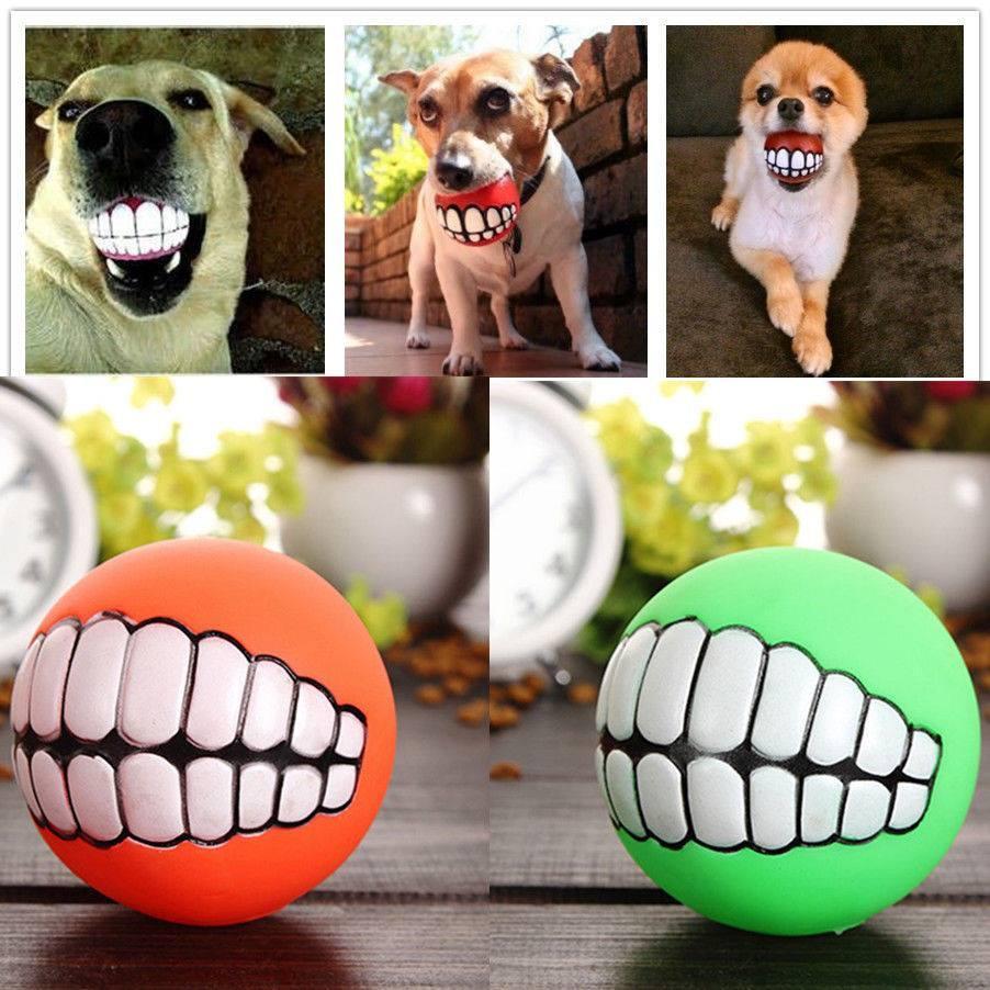 multiple dogs mouthed ball toys