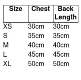 dog sweater sizing chart