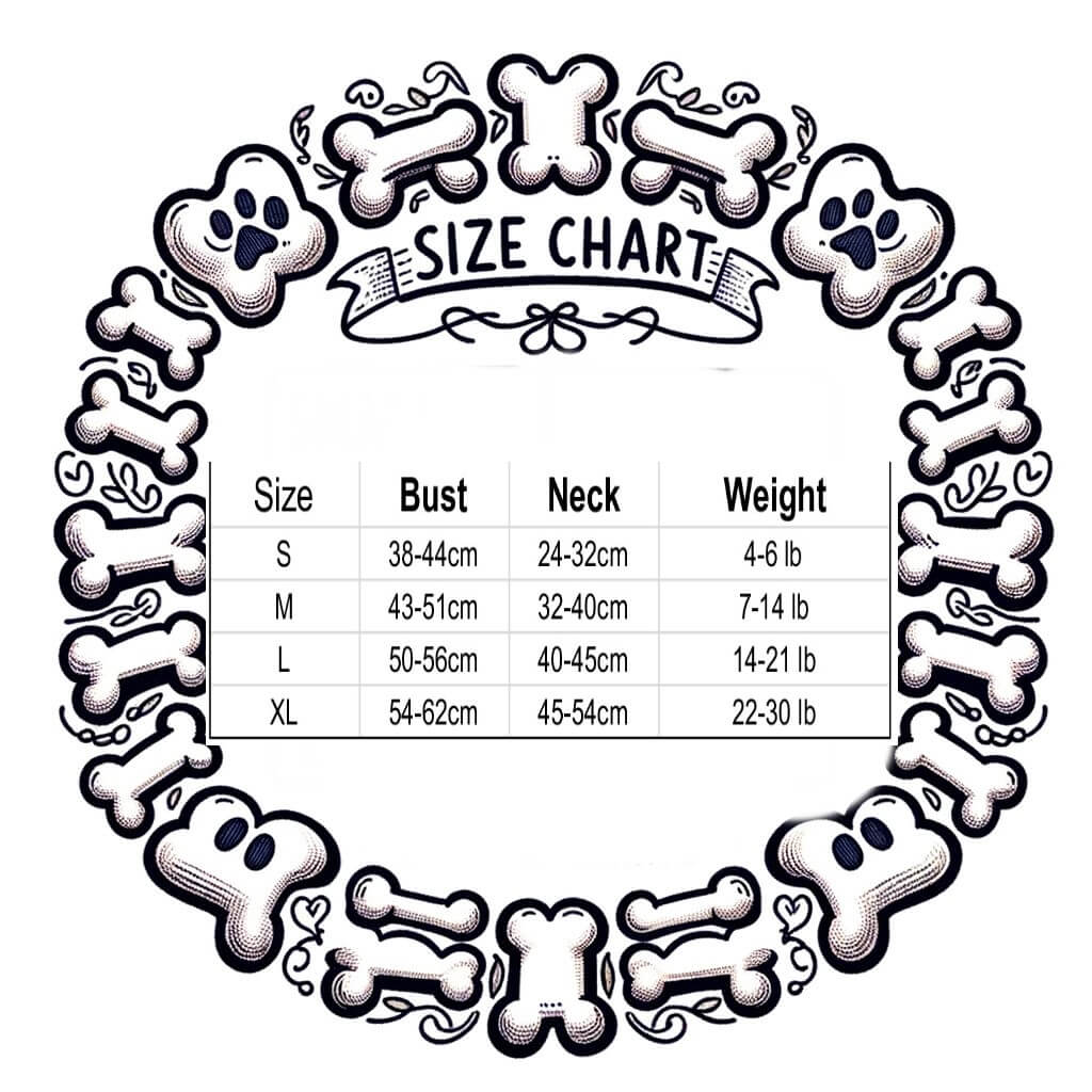 sizing chart dog harness