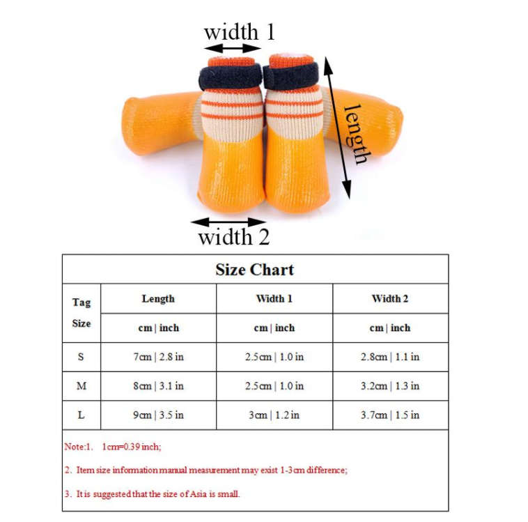 dog sizing chart tube socks