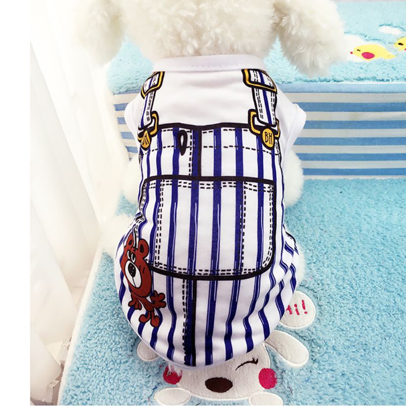 striped overalls patterned dog clothes cute