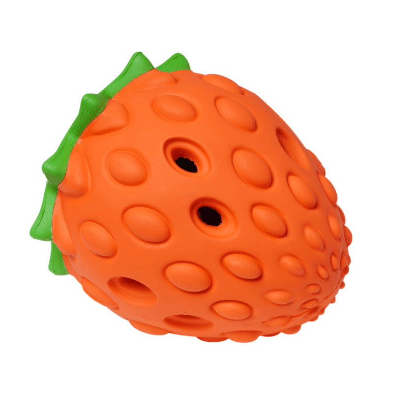 side view strawberry dog toy