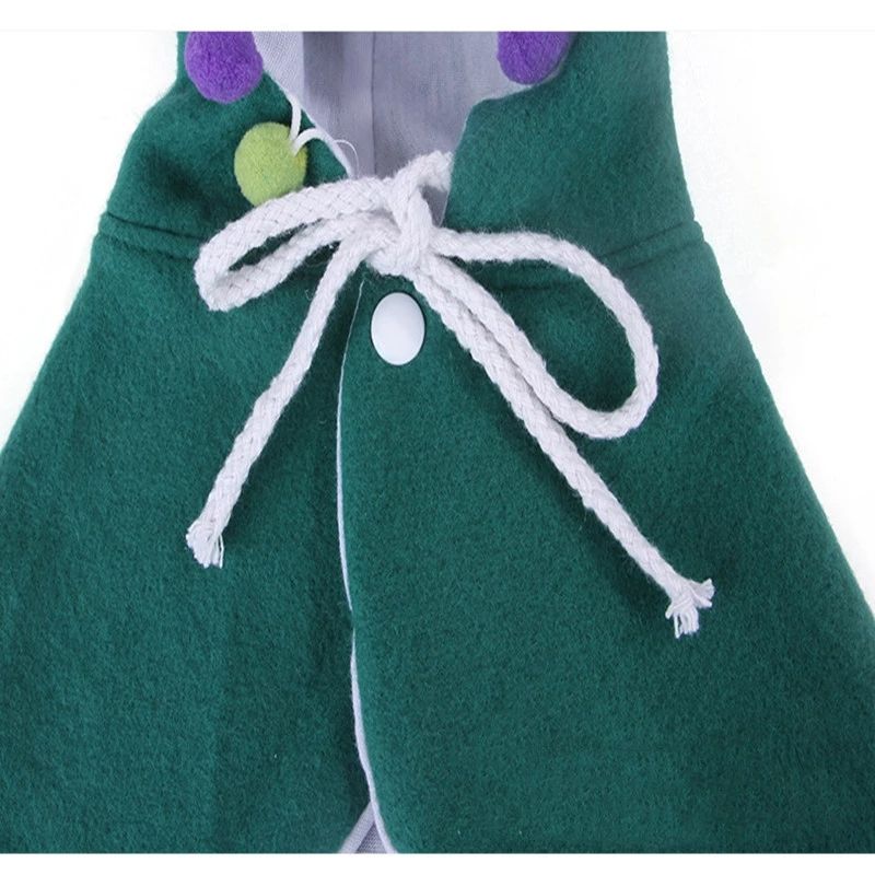 closeup drawstring green christmas pet cape