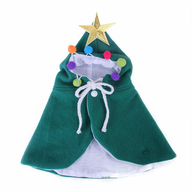 green christmas pet cape white background