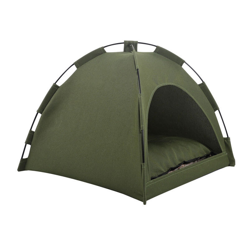 green pet cat tent side view