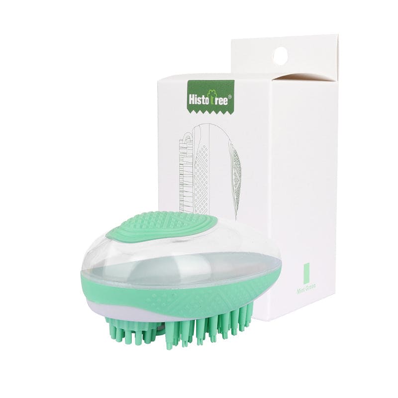 green dog shampoo brush