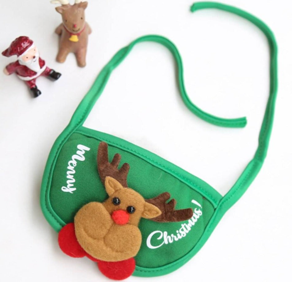 green pet bib reindeer white background