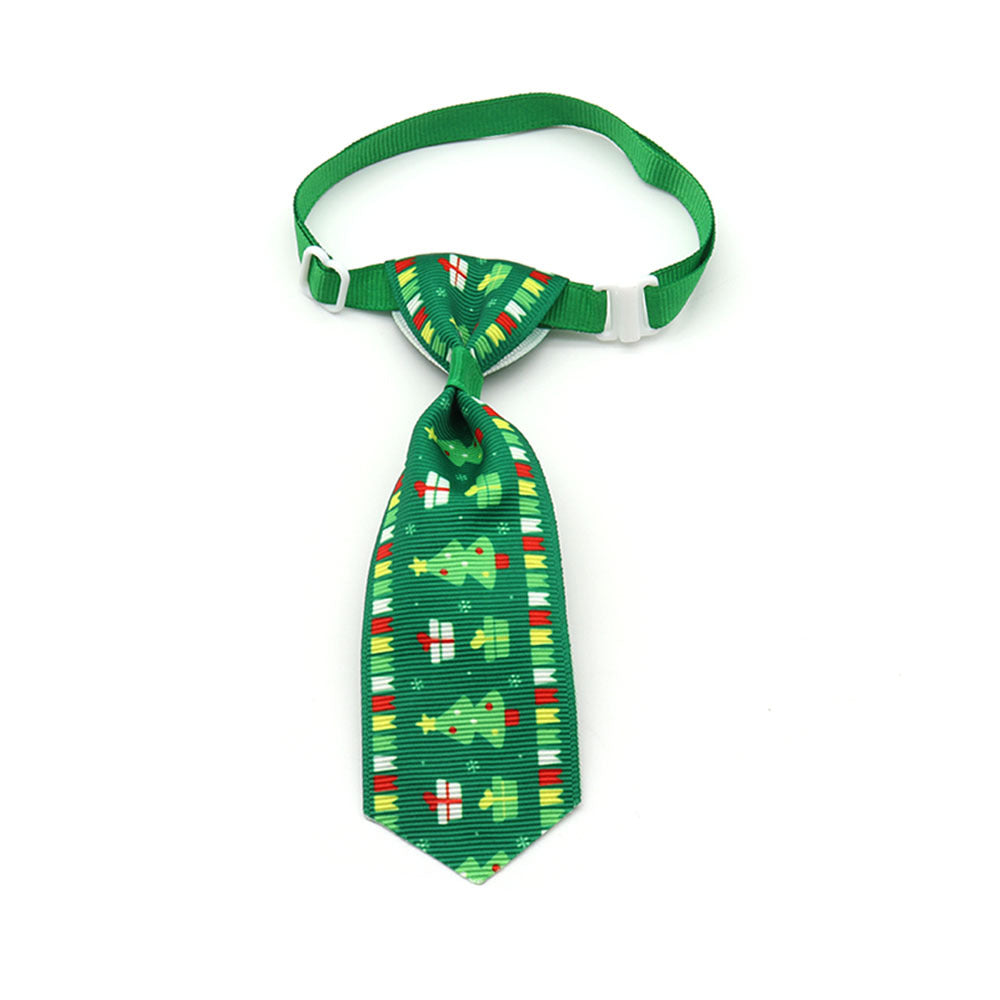 green tree patterned pet neck tie white background