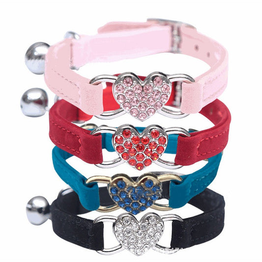 pink red blue black heart link pet collars