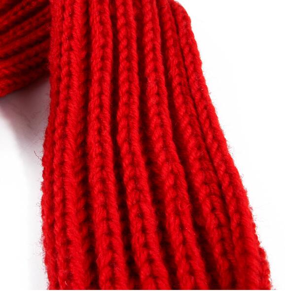 closeup knitted red pet scarf