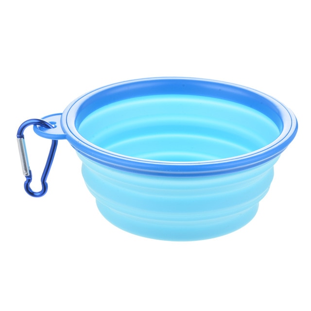 blue collapsible dog bowl