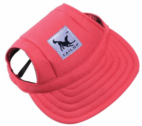 light red canvas dog visor